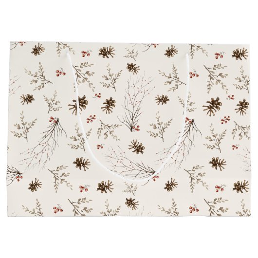 Boho Woodland Winterberry Pattern Groot Cadeauzakje (Achterkant)