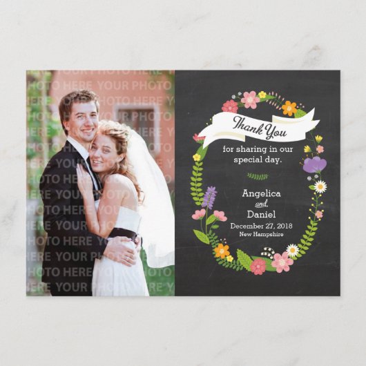 Boho Woodland Wreath op Chalkboard Wedding (Voorkant)