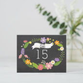 Boho Woodland Wreath op Chalkboard Wedding Briefkaart (Staand voorkant)