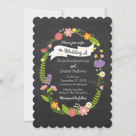 Boho Woodland Wreath op Chalkboard Wedding Kaart