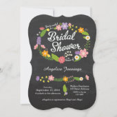 Boho Woodland Wreath op Chalkboard Wedding Kaart (Voorkant)