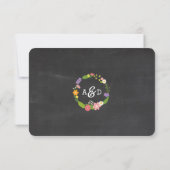 Boho Woodland Wreath op Chalkboard Wedding RSVP Kaartje (Achterkant)