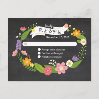 Boho Woodland Wreath op Chalkboard Wedding Uitnodiging Briefkaart