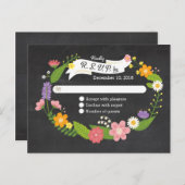 Boho Woodland Wreath op Chalkboard Wedding Uitnodiging Briefkaart (Voorkant / Achterkant)