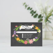 Boho Woodland Wreath op Chalkboard Wedding Uitnodiging Briefkaart (Staand voorkant)