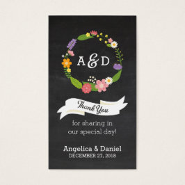 Boho Woodland Wreath op Chalkboard Wedding Visitekaartje