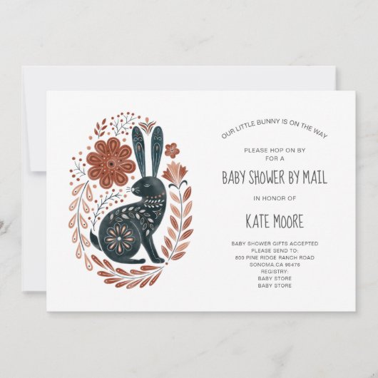 Boho Woodlands Rabbit Baby shower per post Kaart (Voorkant)