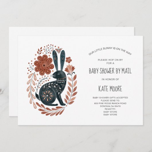 Boho Woodlands Rabbit Baby shower per post Kaart (Voorkant / Achterkant)
