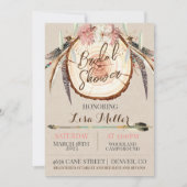Boho WoodSlice Rustic Bridal Shower Invitation Kaart (Voorkant)