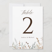 Boho Woodsy Field Wildflower Wedding Table Numbers Kaart (Achterkant)