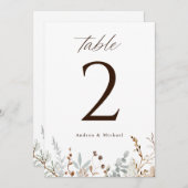 Boho Woodsy Field Wildflower Wedding Table Numbers Kaart (Voorkant / Achterkant)
