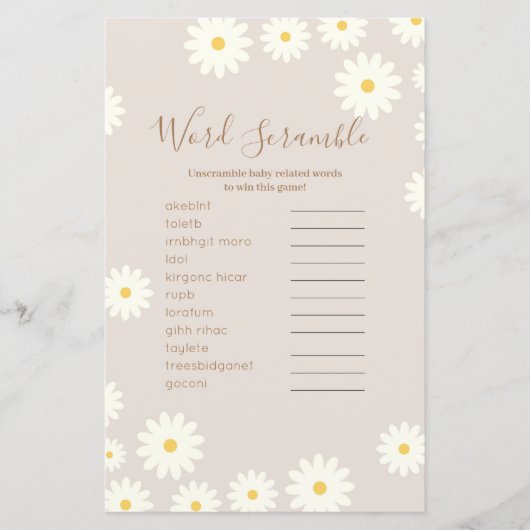 Boho Word Scramble Game Daisy Floral (Voorkant)