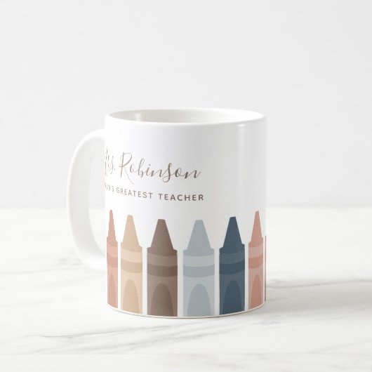 Boho Worlds Greatest Teacher Crayon Koffiemok (Voorkant links)