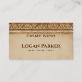 Boho Woven Texture Real Estate Business Card Visitekaartje (Voorkant)