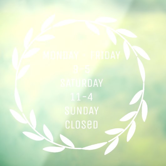 Boho Wreater Small Business Uours White Raamsticker (Vel 3)