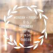 Boho Wreater Small Business Uours White Raamsticker (Vel 2)