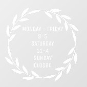 Boho Wreater Small Business Uours White Raamsticker (Vel)