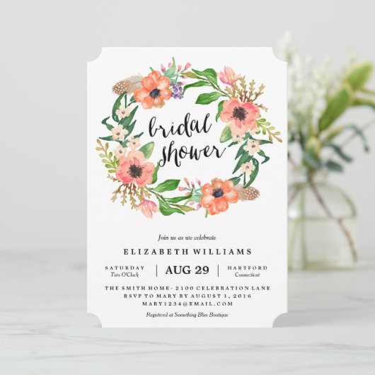 Boho Wreath Bridal Shower Kaart (Staand voorkant)