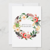 Boho Wreath Gold Cross Baptisme Invitation Kaart (Achterkant)