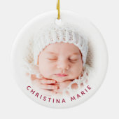 Boho Wreath Grandma First Kerstfoto Keramisch Ornament (Achterkant)