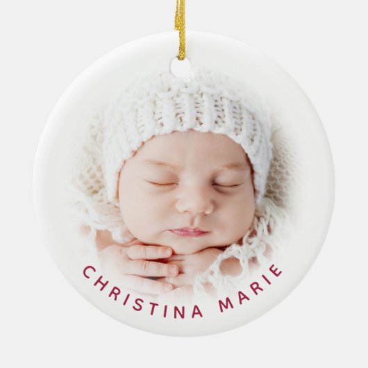 Boho Wreath Grandma First Kerstfoto Keramisch Ornament (Achterkant)