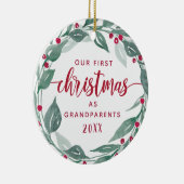 Boho Wreath Grootouders Eerste Kerstfoto Keramisch Ornament (Rechts)