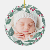 Boho Wreath Grootouders Eerste Kerstfoto Keramisch Ornament (Achterkant)