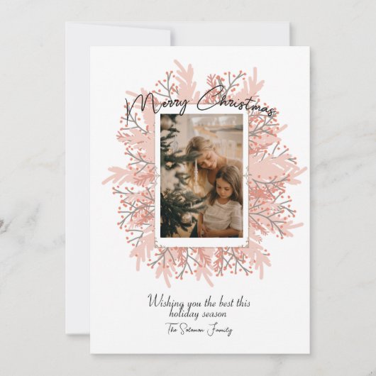 Boho Wreath Lijst kerstfoto Feestdagenkaart (Voorkant)
