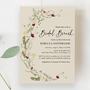 Boho Wreath of Wildflower Bridal Brunch Kaart
