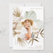 Boho Wreath One Photo Graduation Party Invitation Aankondiging (Voorkant)