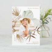Boho Wreath One Photo Graduation Party Invitation Aankondiging (Staand voorkant)