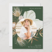 Boho Wreath One Photo Graduation Party Invitation Aankondiging (Voorkant)