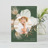 Boho Wreath One Photo Graduation Party Invitation Aankondiging (Staand voorkant)