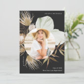 Boho Wreath One Photo Graduation Party Invitation Aankondiging (Staand voorkant)