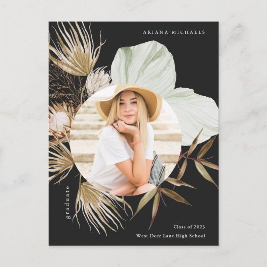 Boho Wreath One Photo Graduation Party Invitation Aankondigingskaart (Voorkant)