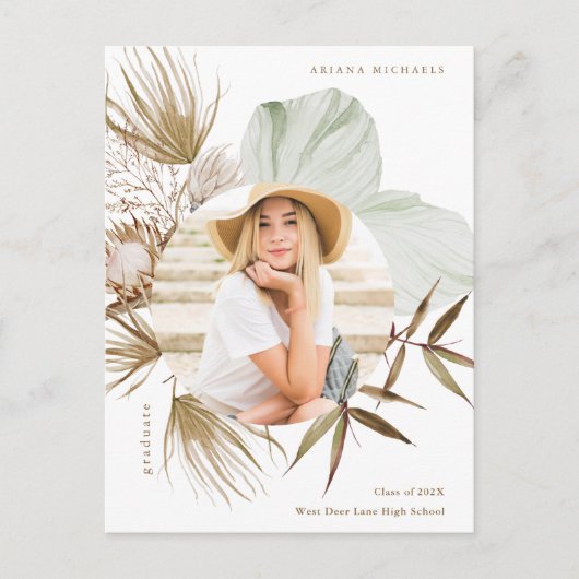 Boho Wreath One Photo Graduation Party Invitation Aankondigingskaart (Voorkant)