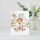 Boho Wreath One Photo Graduation Party Invitation Aankondigingskaart (Staand voorkant)