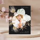 Boho Wreath One Photo Graduation Party Invitation Aankondigingskaart