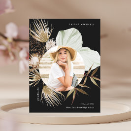 Boho Wreath One Photo Graduation Party Invitation Aankondigingskaart