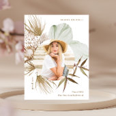 Boho Wreath One Photo Graduation Party Invitation Aankondigingskaart