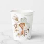 Boho Wreath twee foto afstudeerfeest Papieren Bekers (Achterkant)