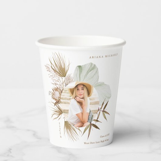 Boho Wreath twee foto afstudeerfeest Papieren Bekers (Achterkant)