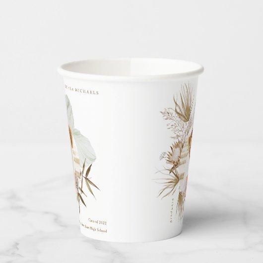 Boho Wreath twee foto afstudeerfeest Papieren Bekers (Links)