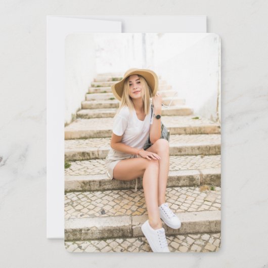 Boho Wreath Two Photo Afstuderen Aankondiging (Achterkant)