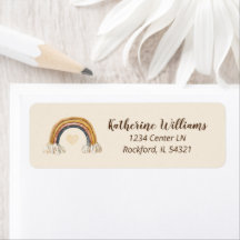Boho Wstercolor Etiket Baby shower regenboog