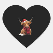 Boho Xmas Christmas Highland Cow T-Shirt (1) Hart Sticker (Voorkant)