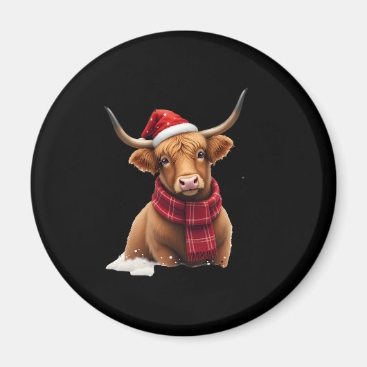 Boho Xmas Christmas Highland Cow T-Shirt (1) Magneet (Voorkant)