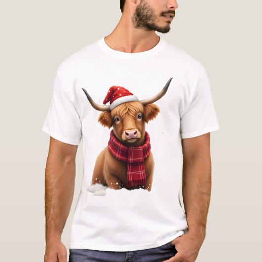 Boho Xmas Christmas Highland Cow T-Shirt (1).png (Voorkant)
