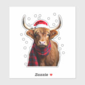 Boho Xmas Christmas Highland Cow T-Shirt (1) Sticker (Vel)