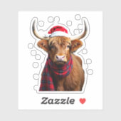 Boho Xmas Christmas Highland Cow T-Shirt (1) Sticker (Vel)